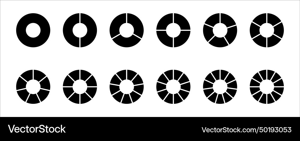 Segmented circles set isolated pie chart vector image
