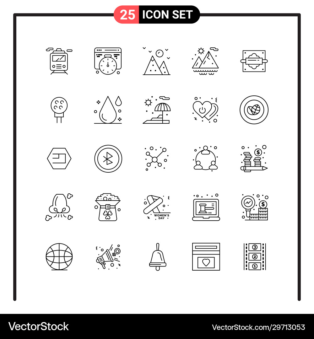 Set 25 line style icons for web and mobile Set 25 line style icons for web and mobile Vector Image