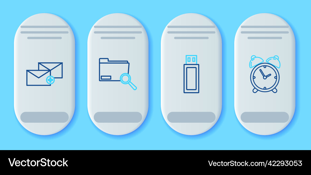 Set line search concept with folder usb flash Vector Image
