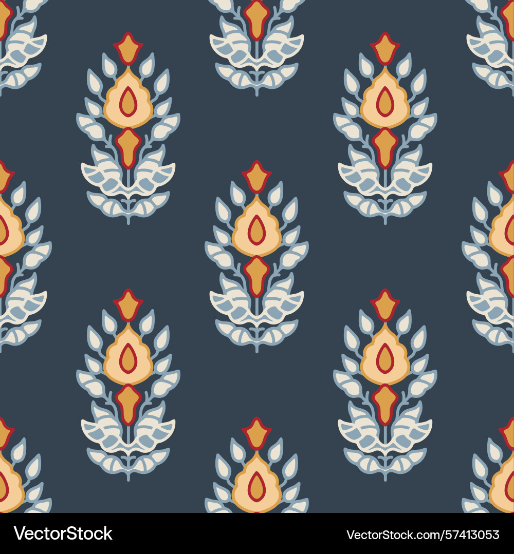 Traditional damask block print repeat Vector Image