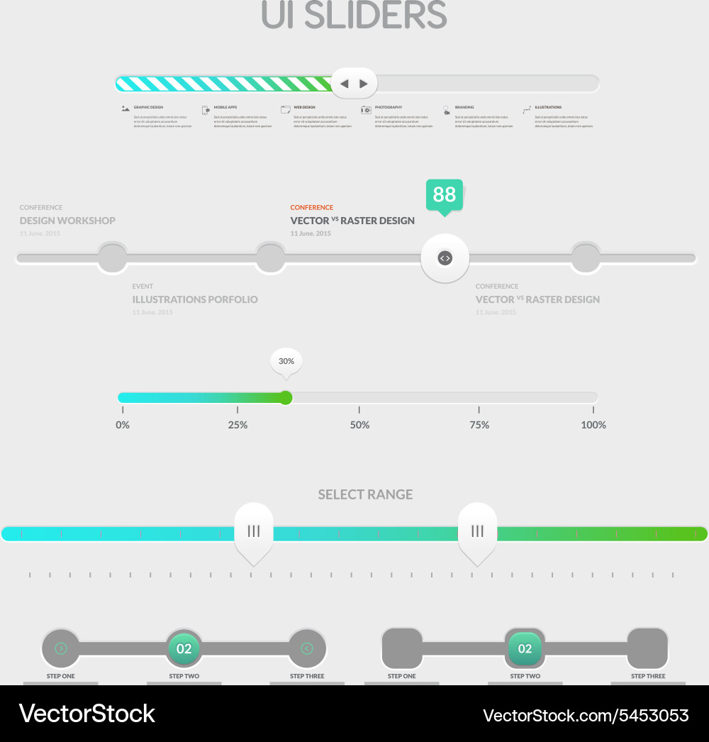 Ui sliders Royalty Free Vector Image - VectorStock