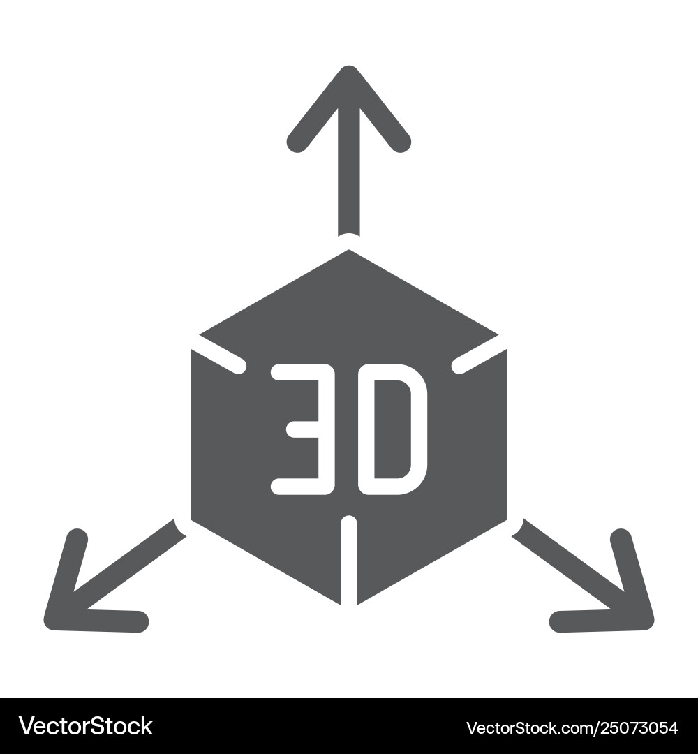 3d object glyph icon cube and rotation Vector Image