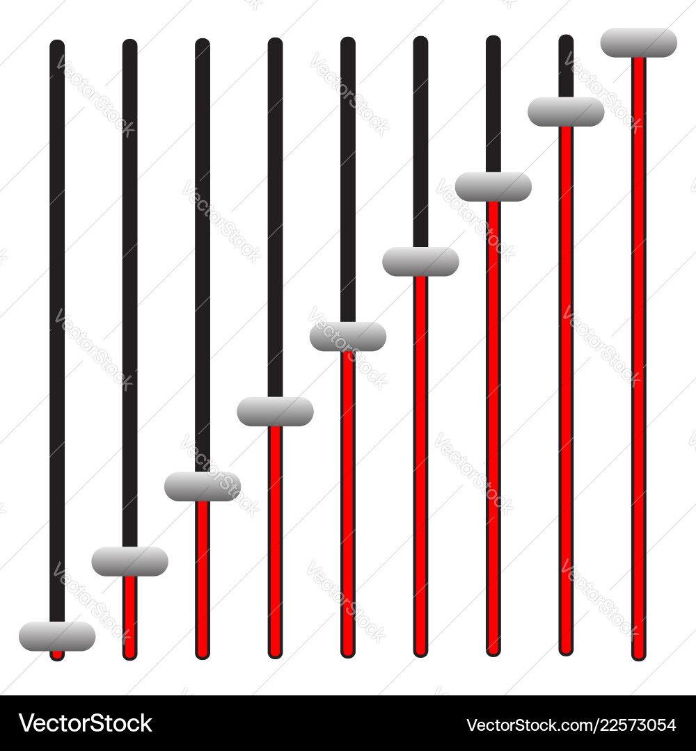 Adjusters sliders in sequence isolated on white Adjusters sliders in sequence isolated on white vector image