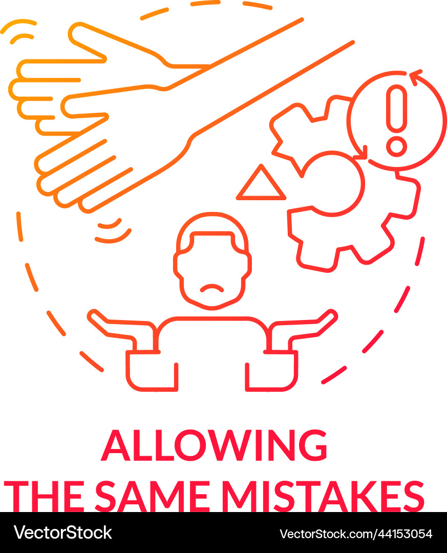 Allowing same mistakes red gradient concept icon Allowing same mistakes red gradient concept icon vector image