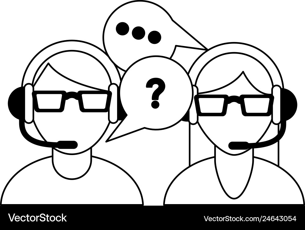 Call center customer service black and white Call center customer service black and white vector image