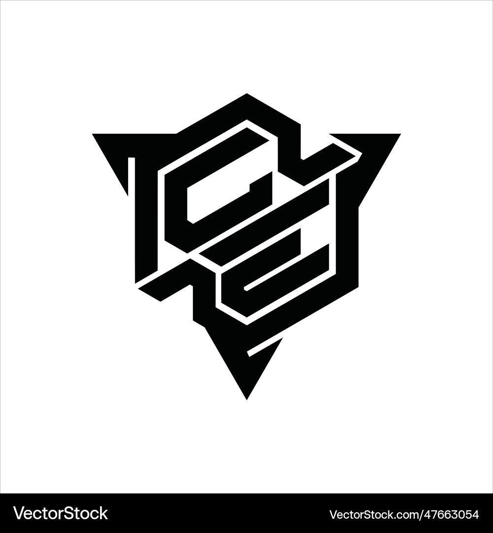 Ce logo monogram hexagon shape with triangle Vector Image