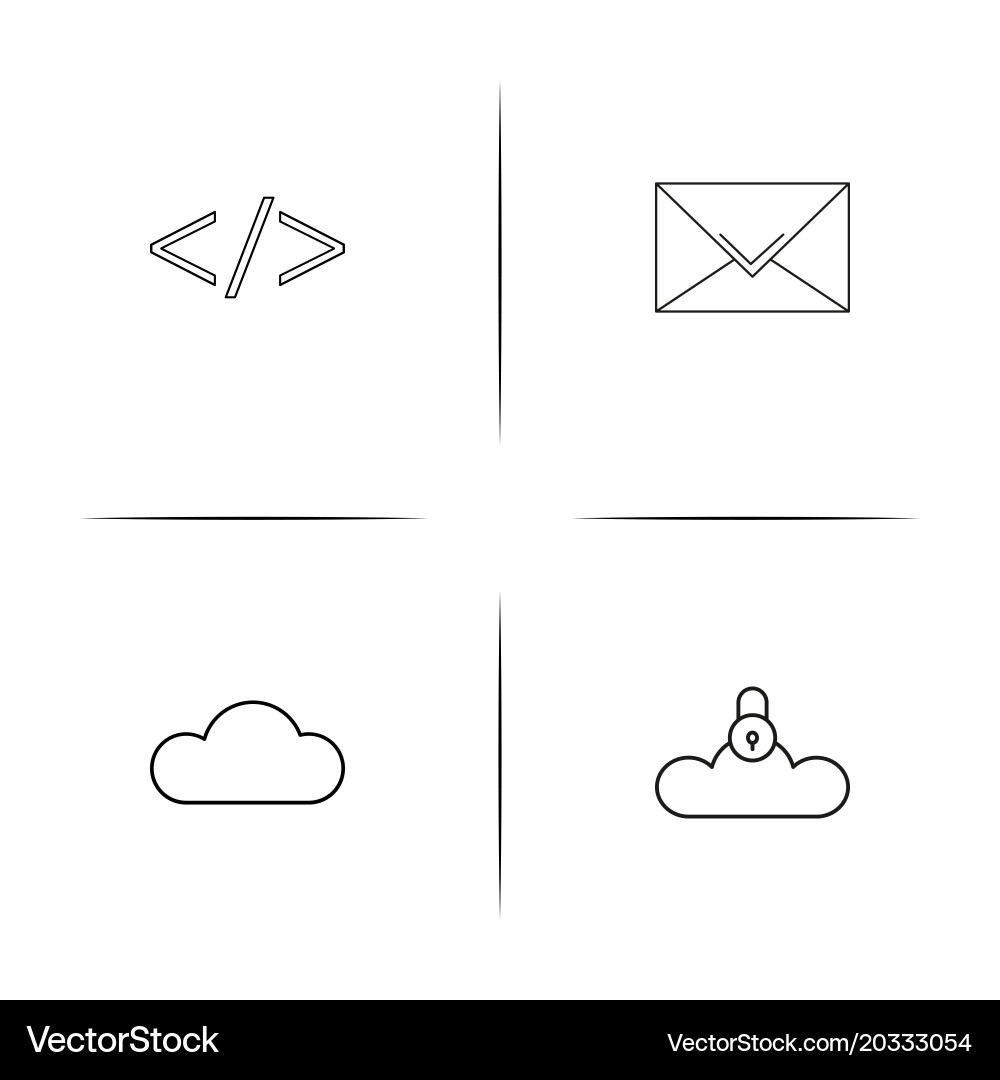 Cyber security simple linear icon setsimple Vector Image