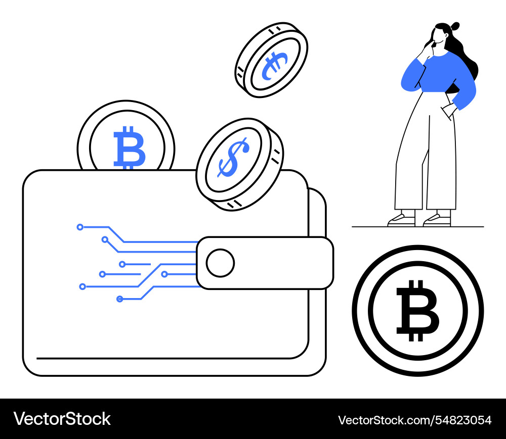 Digital wallet concept with floating Vector Image