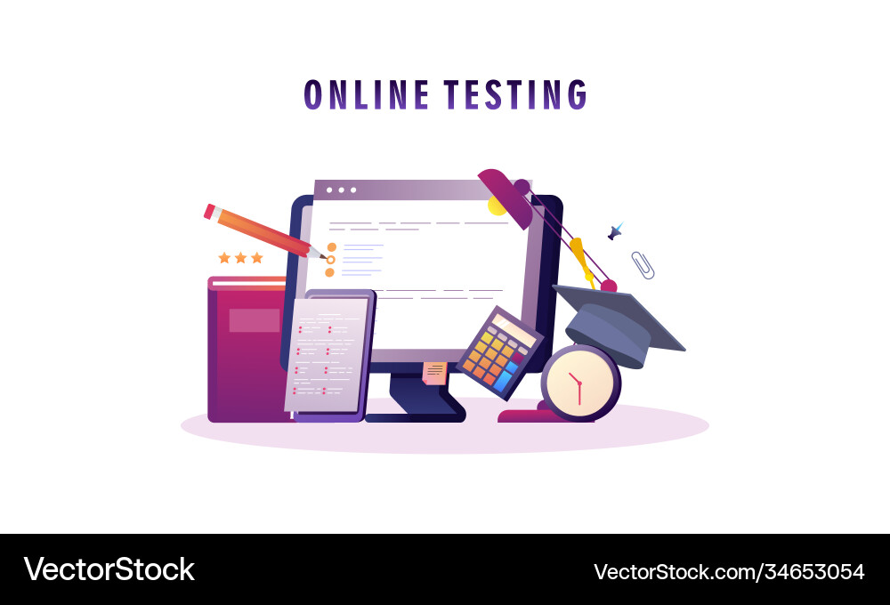 Flat design online testing Flat design online testing Vector Image