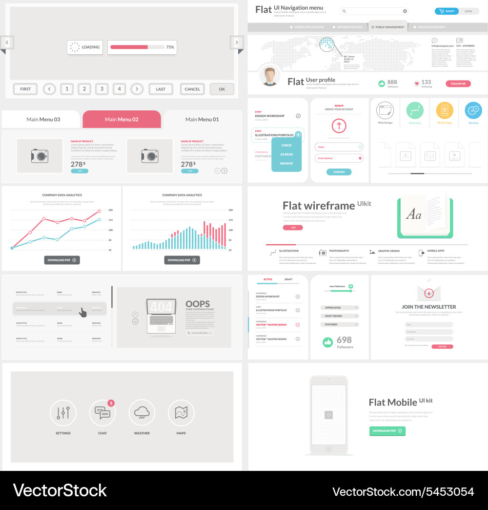 Flat UI Element Kit - Business Templates vector image