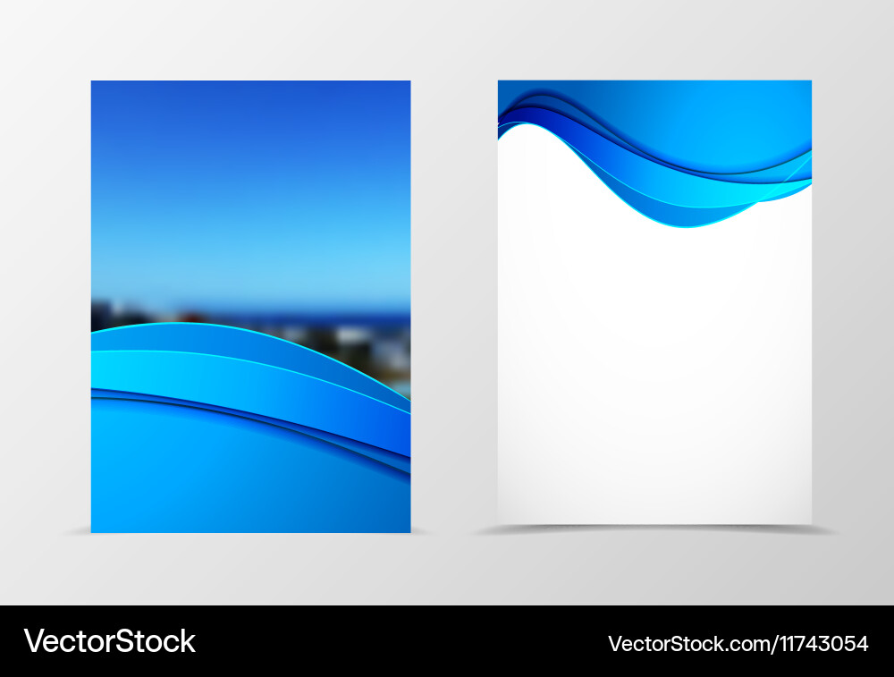 Front and back dynamic wave flyer template design Vector Image