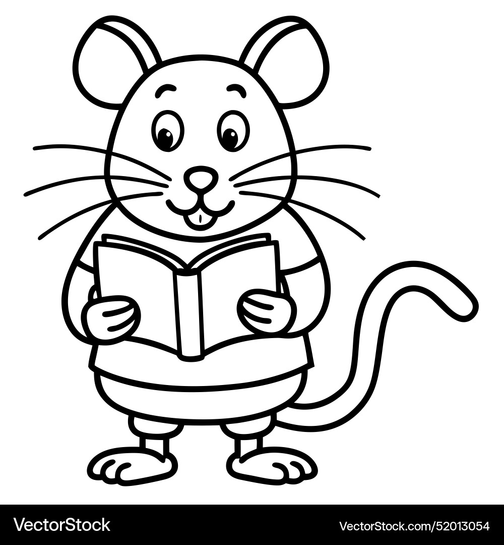 Galapagos rice rat mouse reading icon Royalty Free Vector