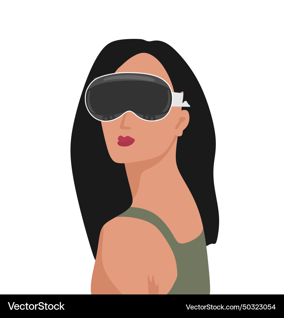 Girl using spatial computing device Vector Image