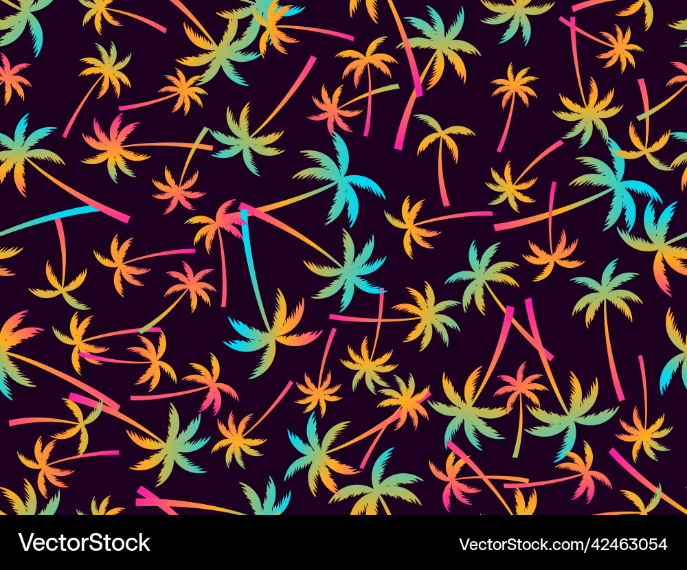 Gradient palm trees seamless pattern summer time Gradient palm trees seamless pattern summer time vector image