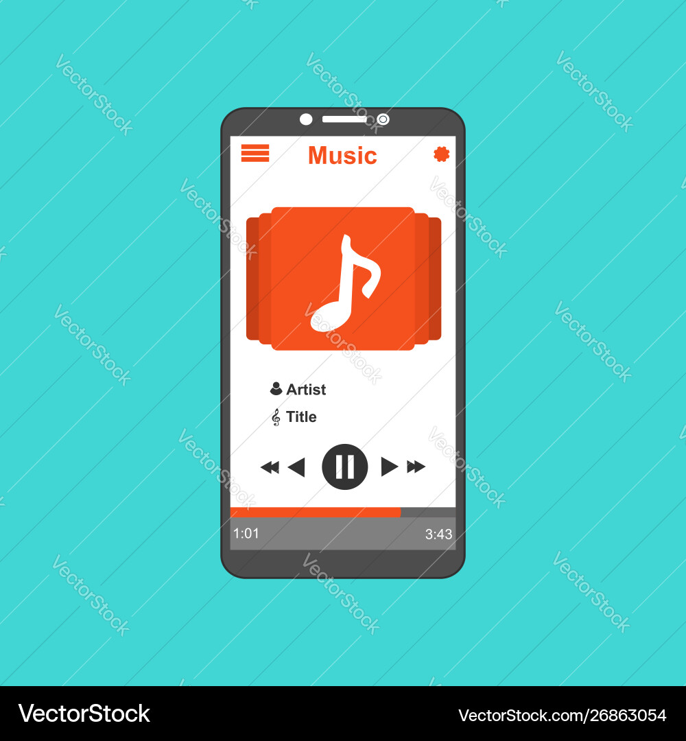 Media player application app template with flat Media player application app template with flat vector image