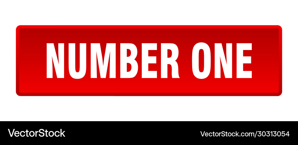 Number one button square red push vector image