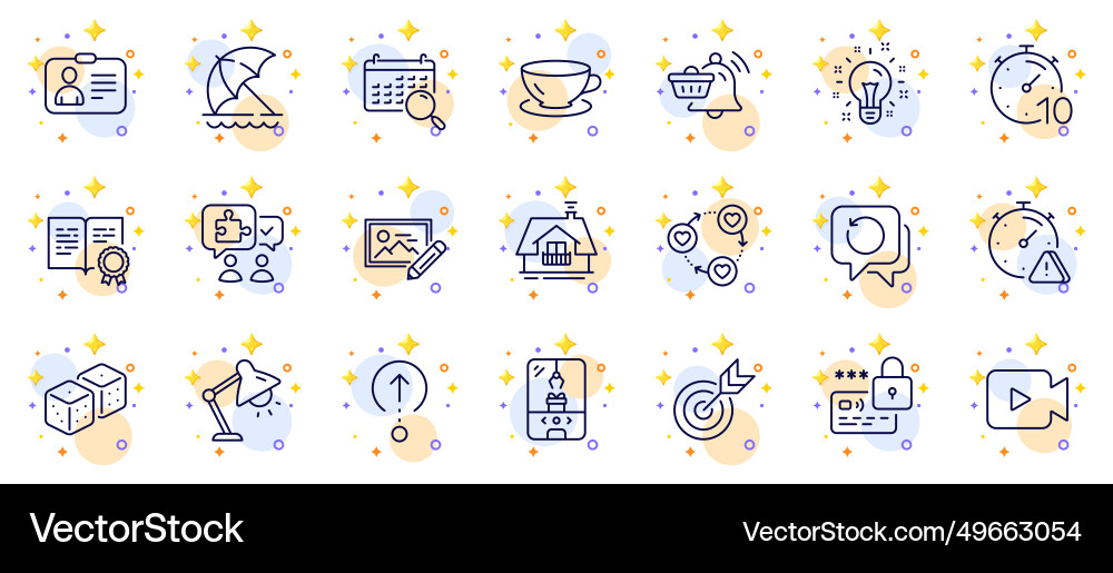 Outline set of search calendar swipe up and video Outline set of search calendar swipe up and video vector image