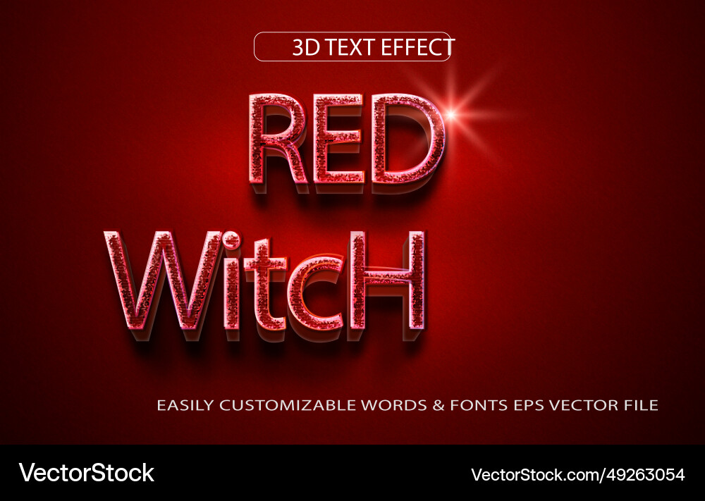 Red witch editable text style effect Vector Image