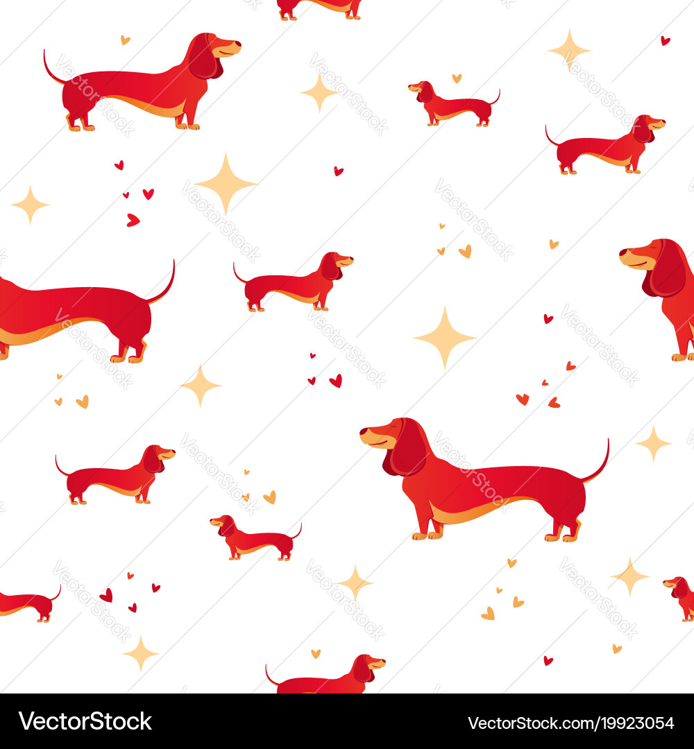 Seamless pattern with red dog and heart Vector Image