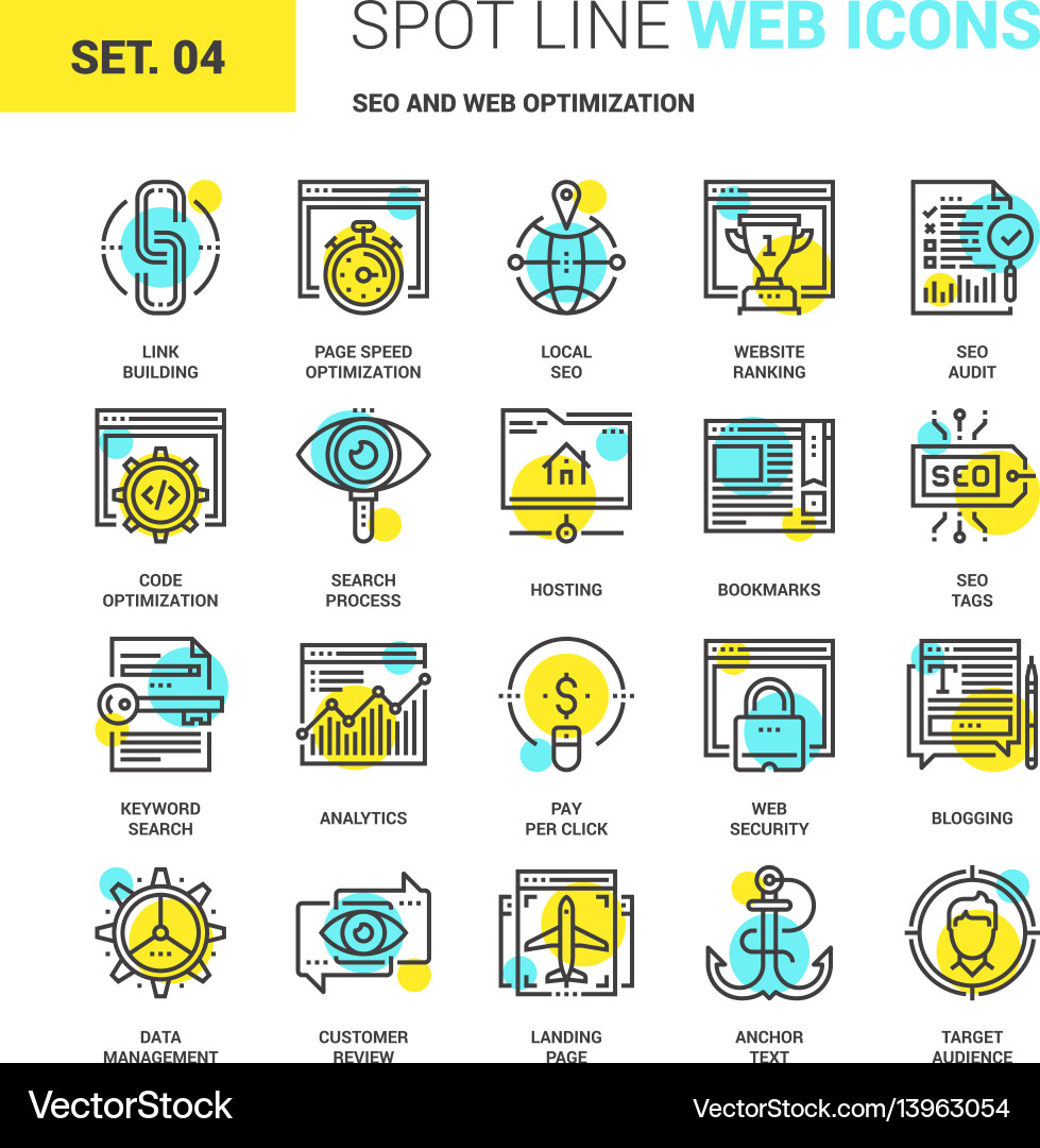 SEO & Web Optimization Icons Vector Image