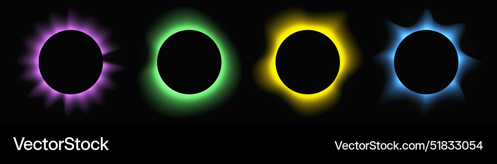 Set of circle illuminate light frames Set of circle illuminate light frames vector image