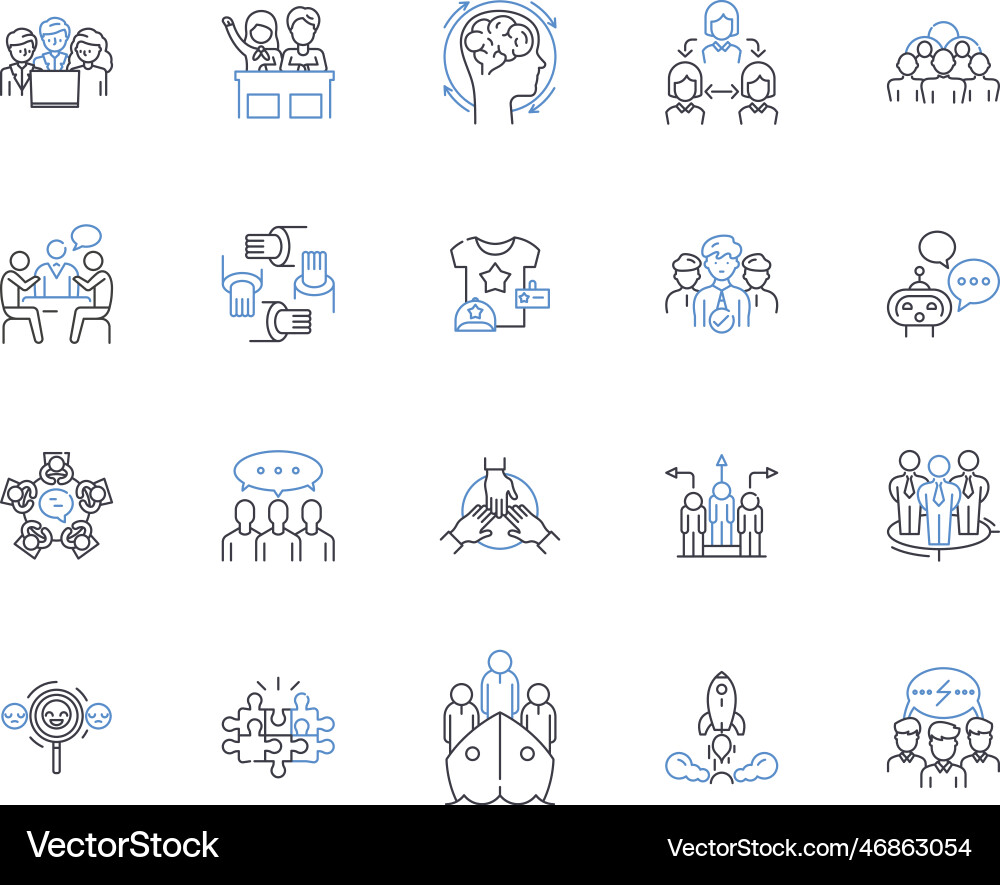 Shared input line icons collection ollaboration vector image