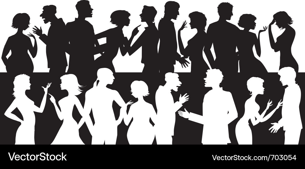 Silhouetted People Talking Vector Image