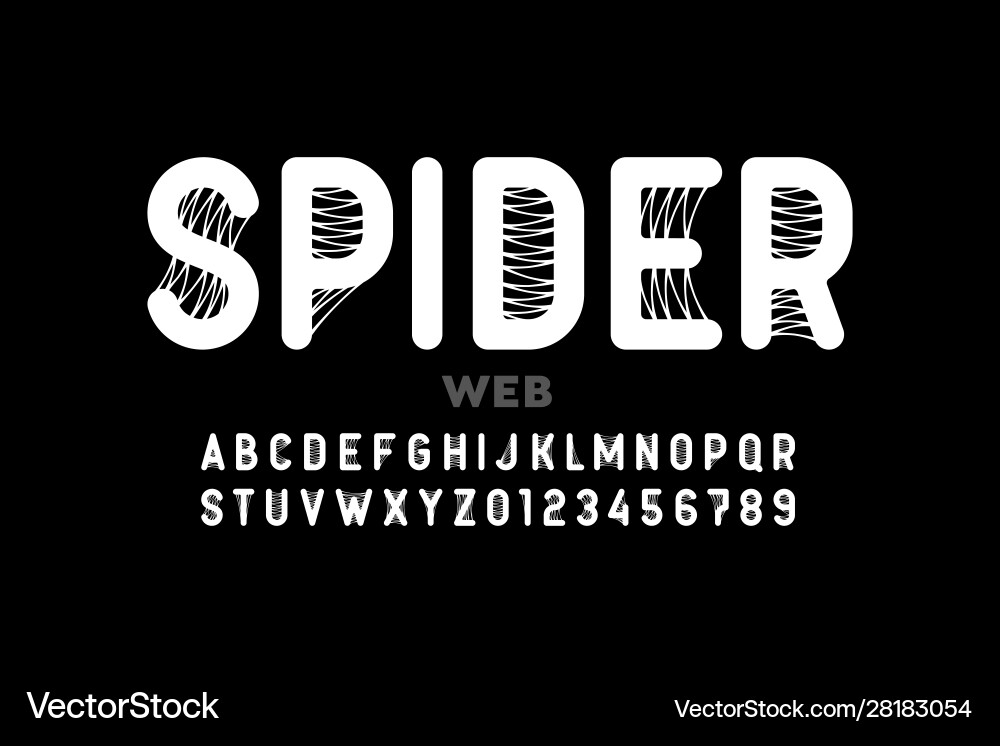 Spider web style font design alphabet letters vector image