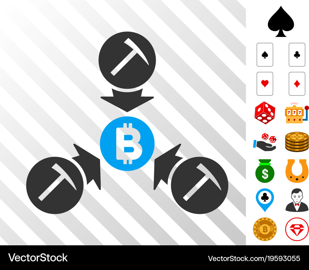 Bitcoin mining pool icon with bonus vector image