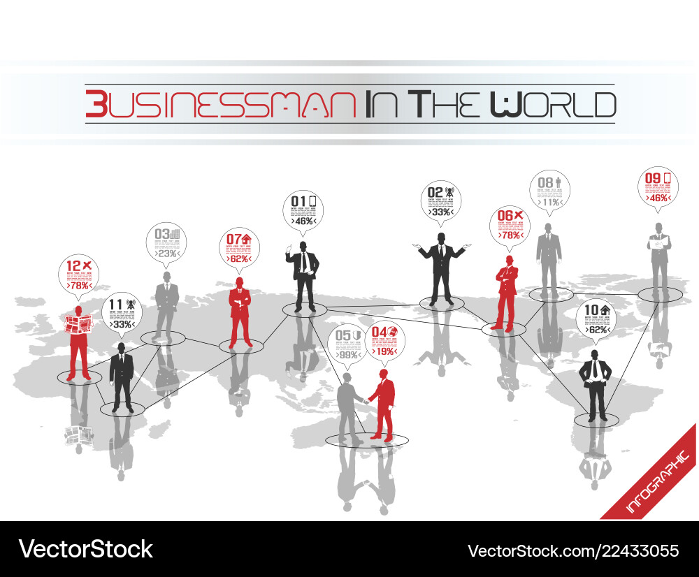 Businessman concept business world red Businessman concept business world red vector image