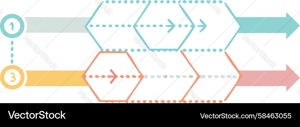 Dynamic Hexagon Data Chain Vector Image