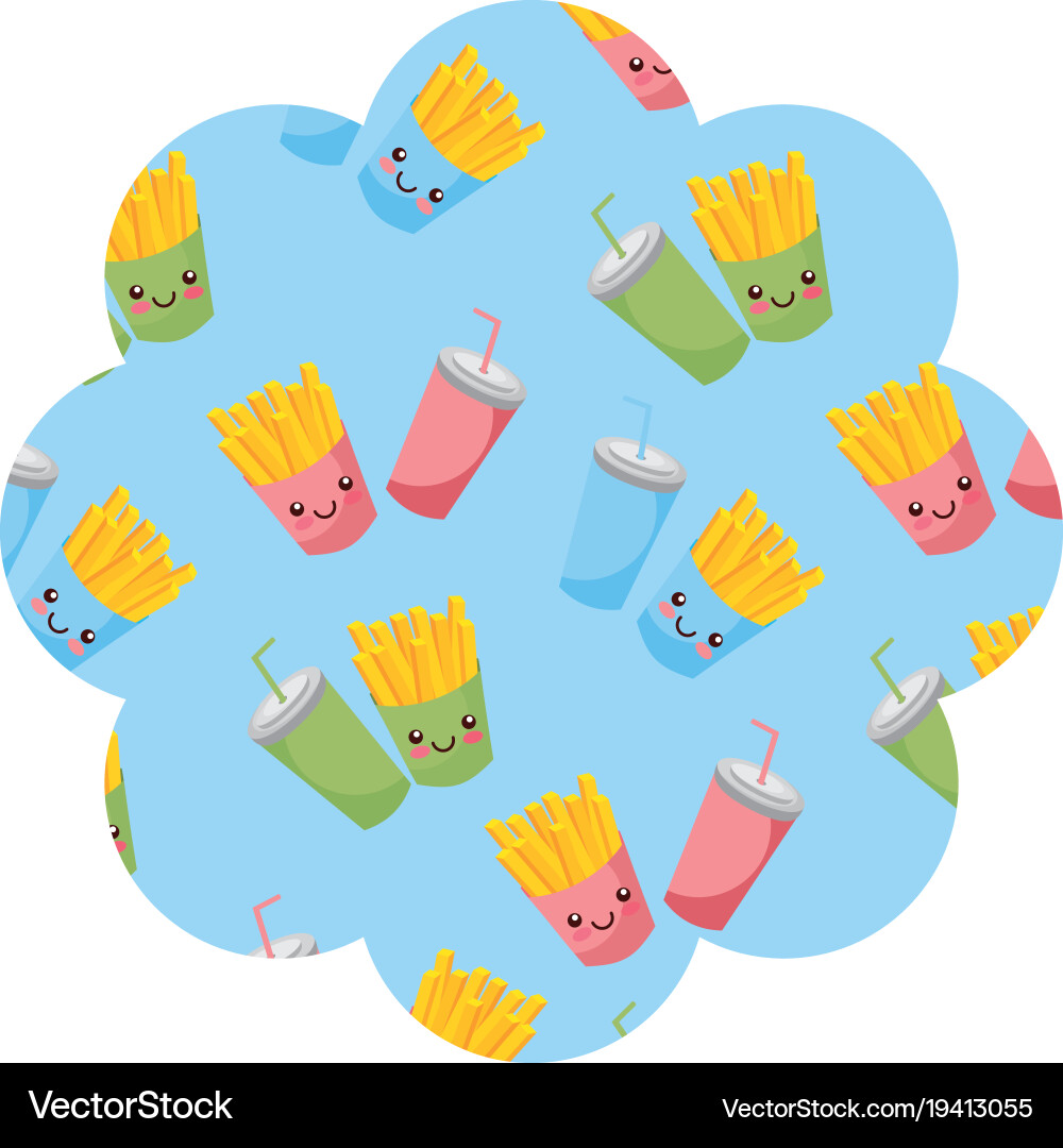 Frame with fast food pattern background Vector Image