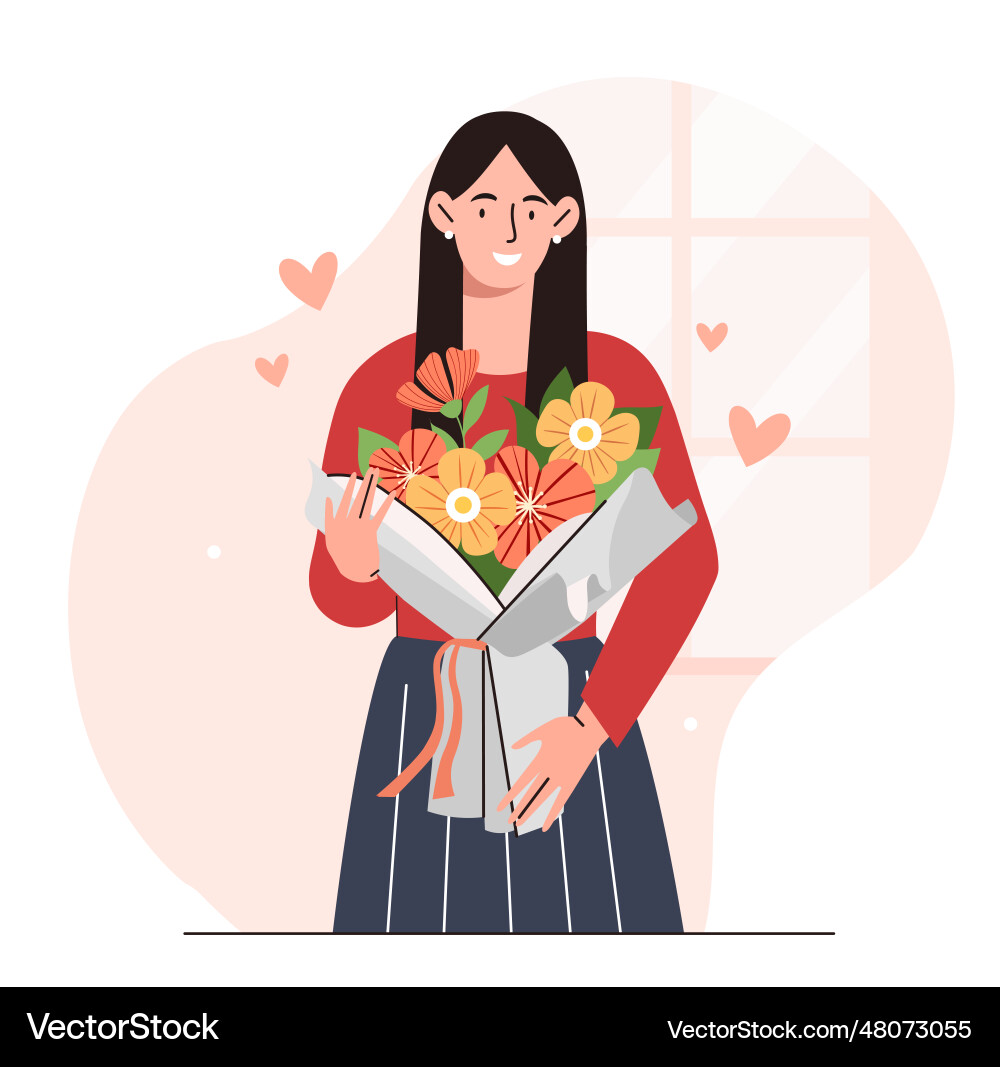 Frau mit Blumen Konzept Frau mit Blumen Konzept vektorbild