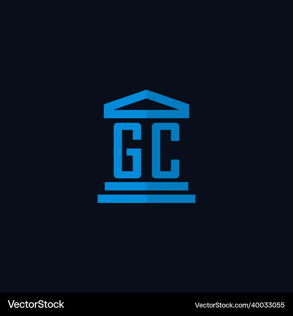 Gc initial logo monogram with simple courthouse Vector Image