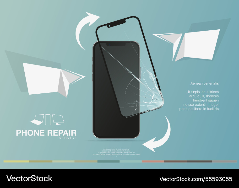Gebrochene Anzeige im Reparaturservice für Mobiltelefone Gebrochene Anzeige im Reparaturservice für Mobiltelefone vektorbild