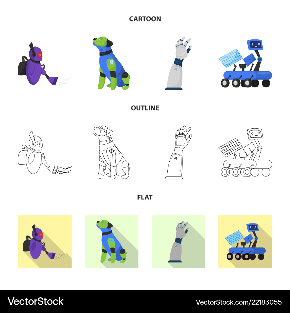 Isolated object of robot and factory sign Isolated object of robot and factory sign Vector Image