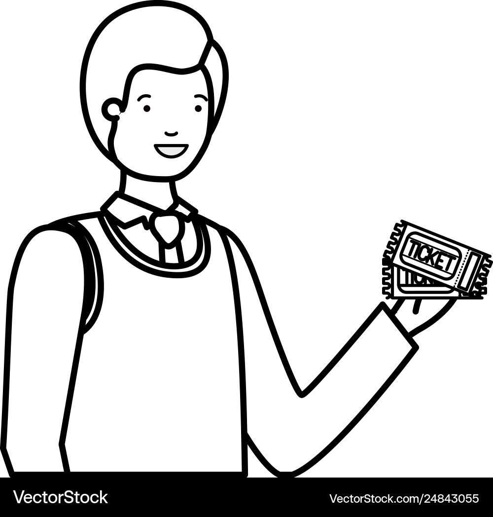 Man with access ticket avatar character vector image