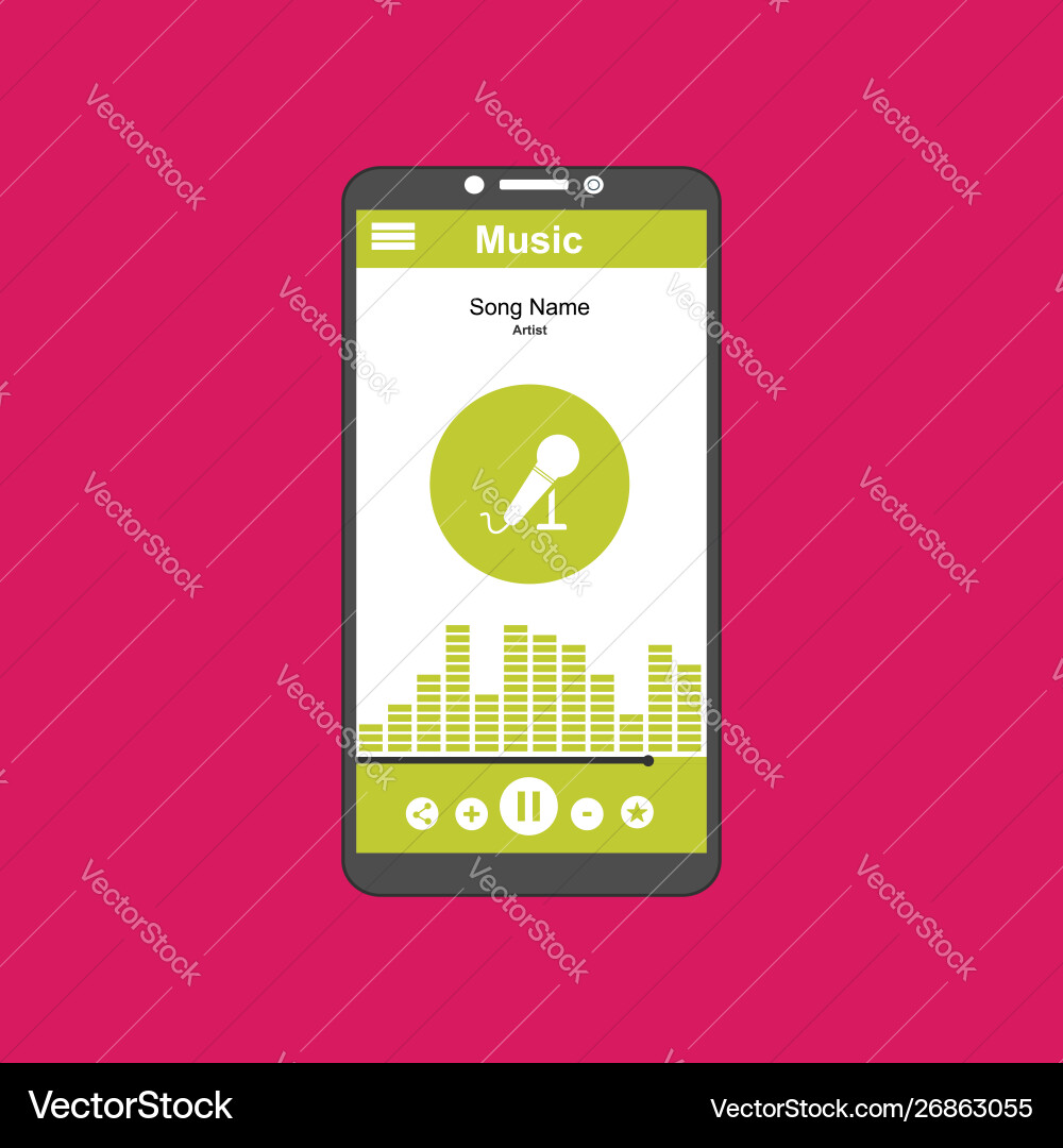 Media player application app template with flat Media player application app template with flat vector image