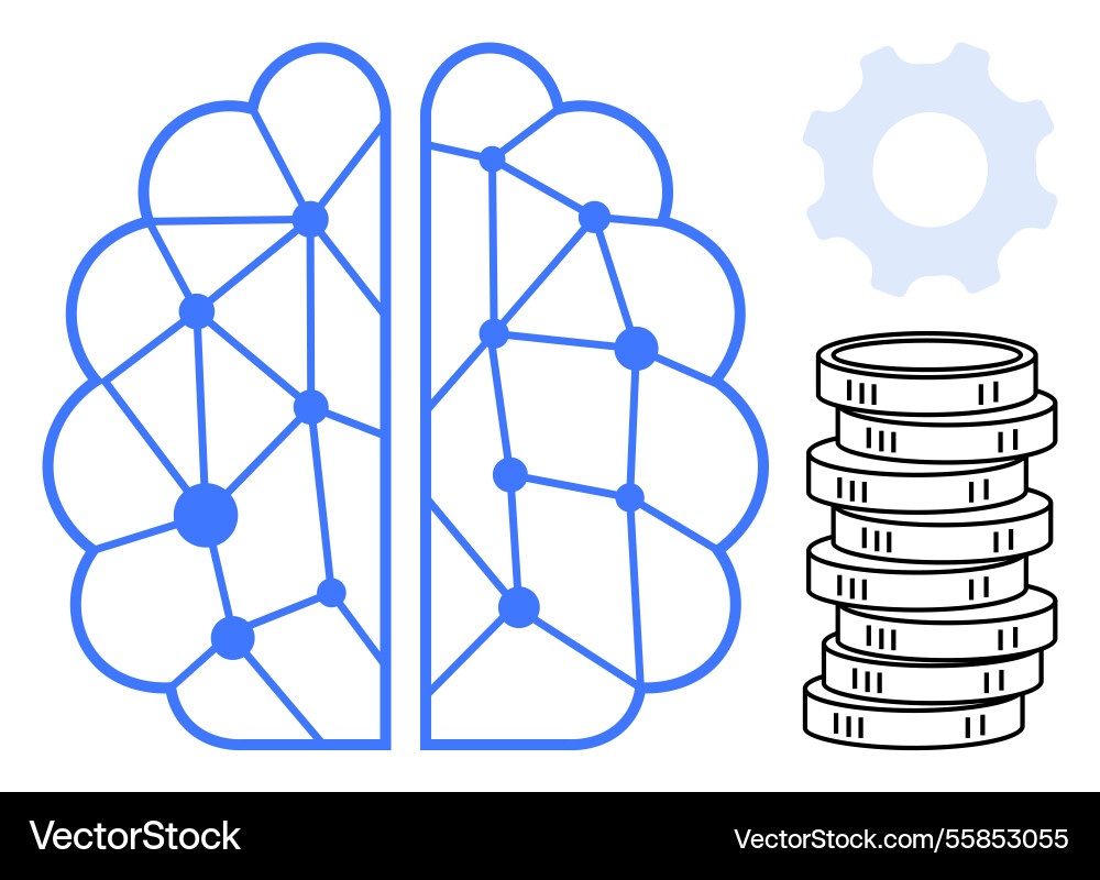 Neural network brain design with gear and stacked Neural network brain design with gear and stacked vector image