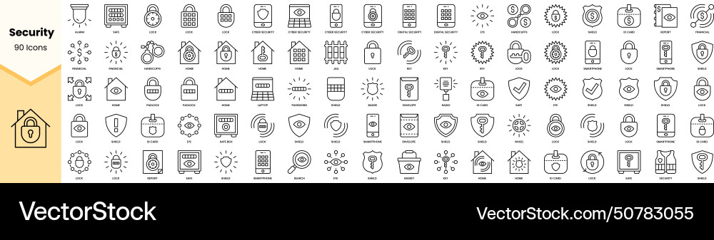 Set of security icons simple line art style Set of security icons simple line art style vector image