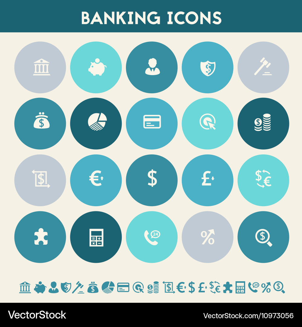Banking icon set multicolored flat buttons vector image