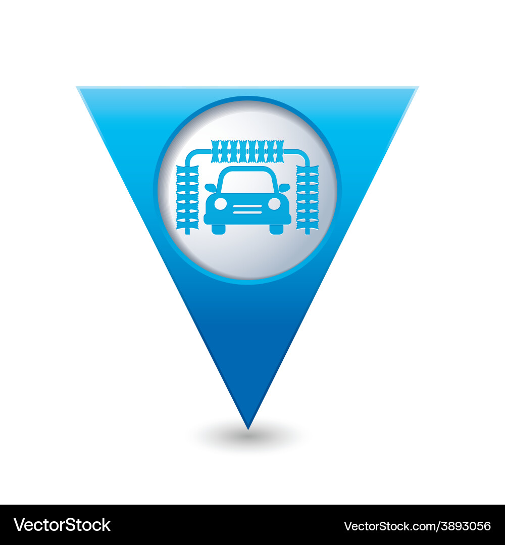Car wash blue triangular map pointer vector image
