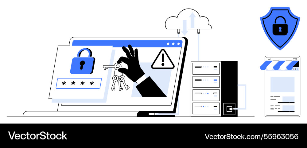 Cybersecurity concept with encryption keys data Cybersecurity concept with encryption keys data vector image