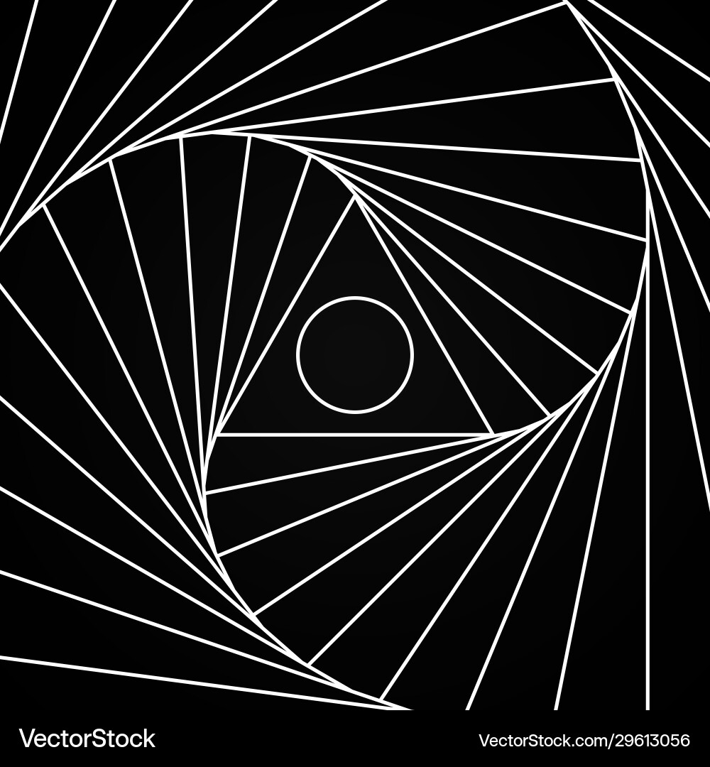 Fractal spinning white pattern with a triangle Fractal spinning white pattern with a triangle vector image