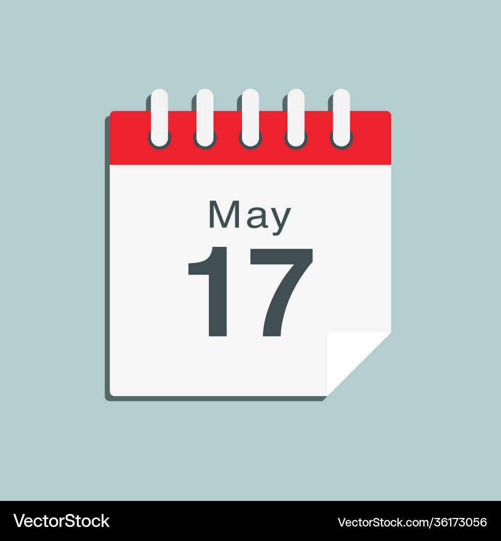 Icon day date 17 may template calendar page Vector Image