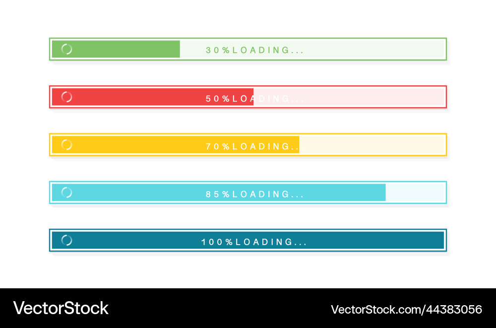 Loading bar set with icons color gradient lines Loading bar set with icons color gradient lines vector image