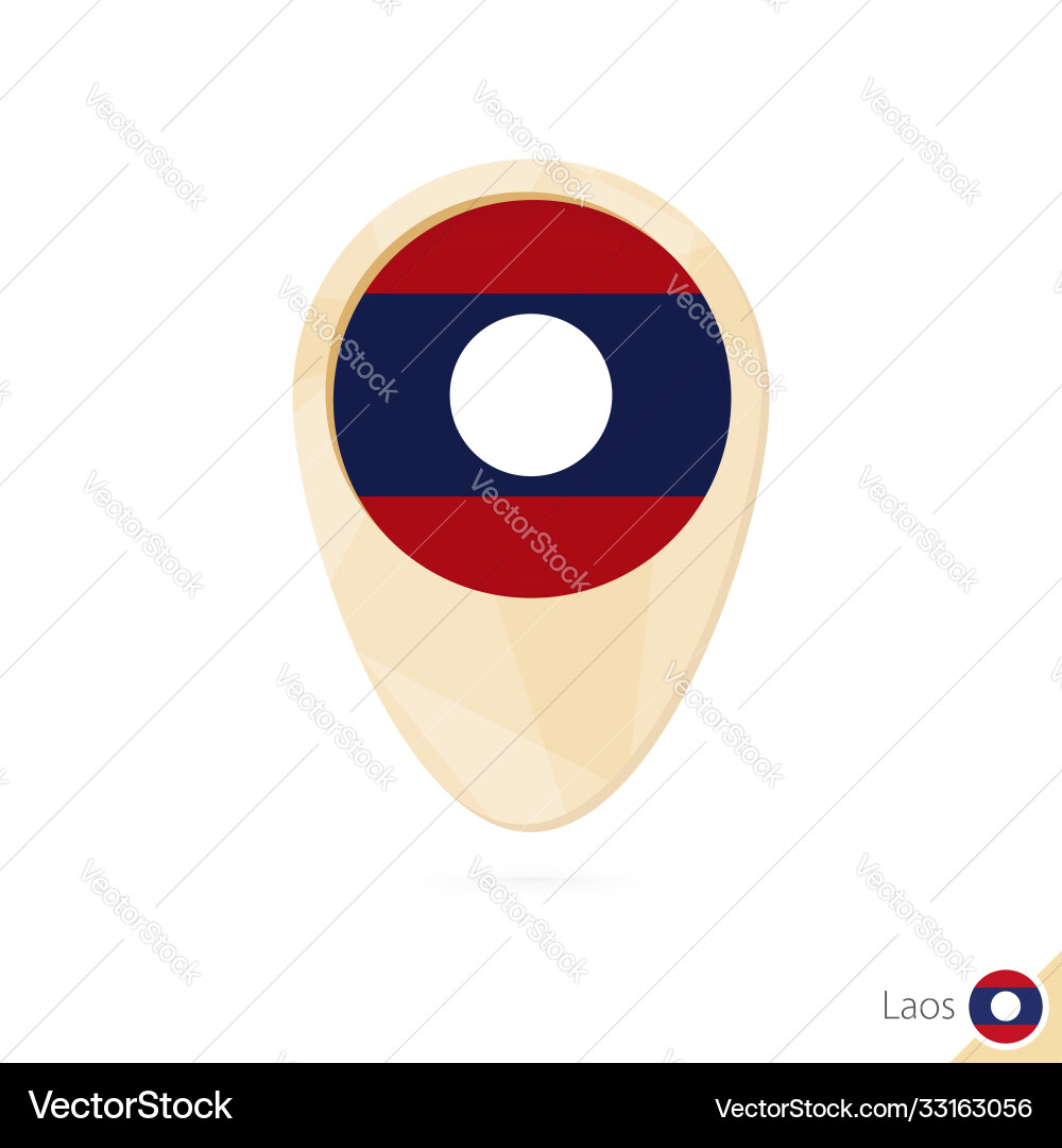 Map pointer with flag laos orange abstract Vector Image