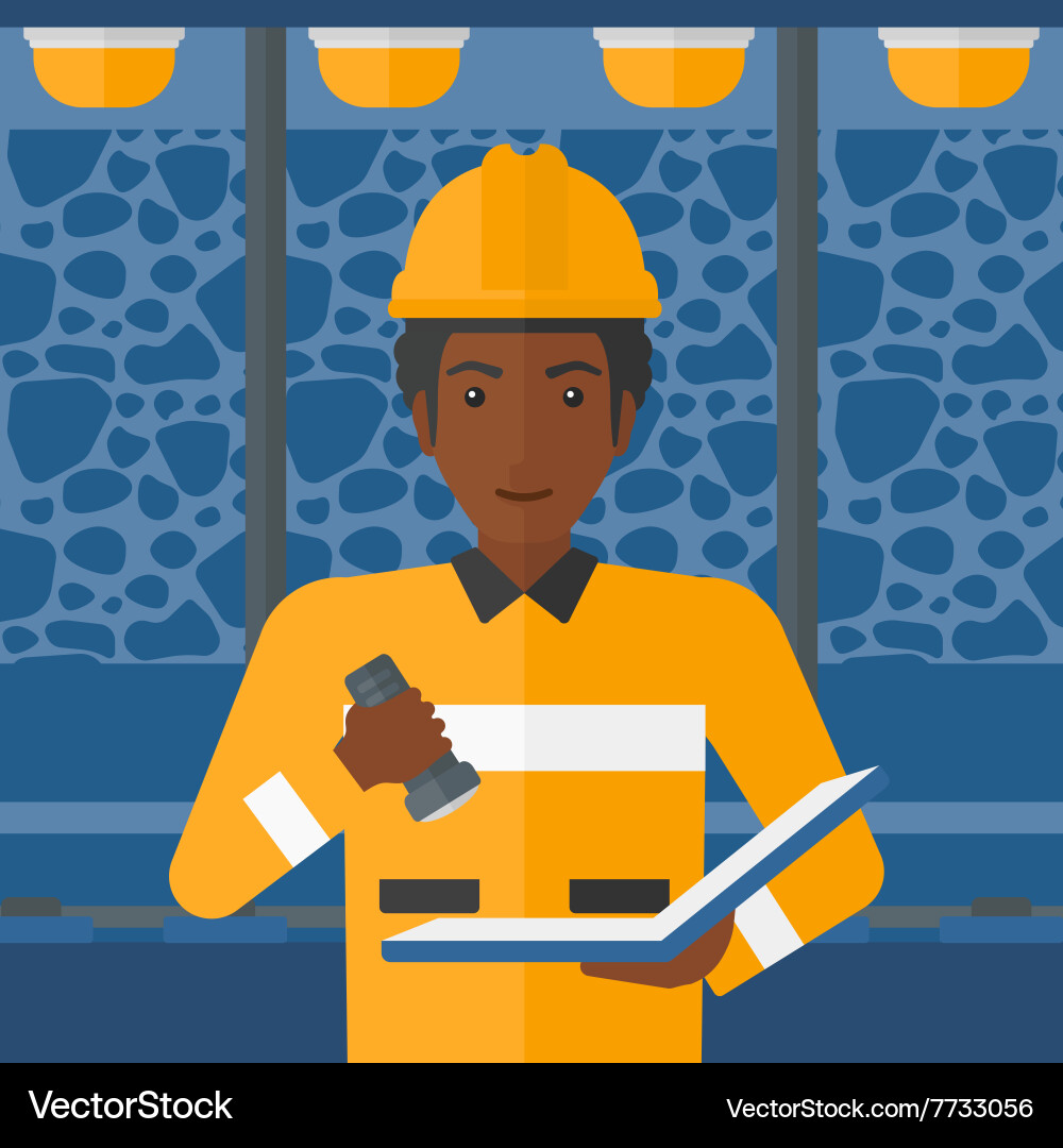 Miner checking documents Vector Image