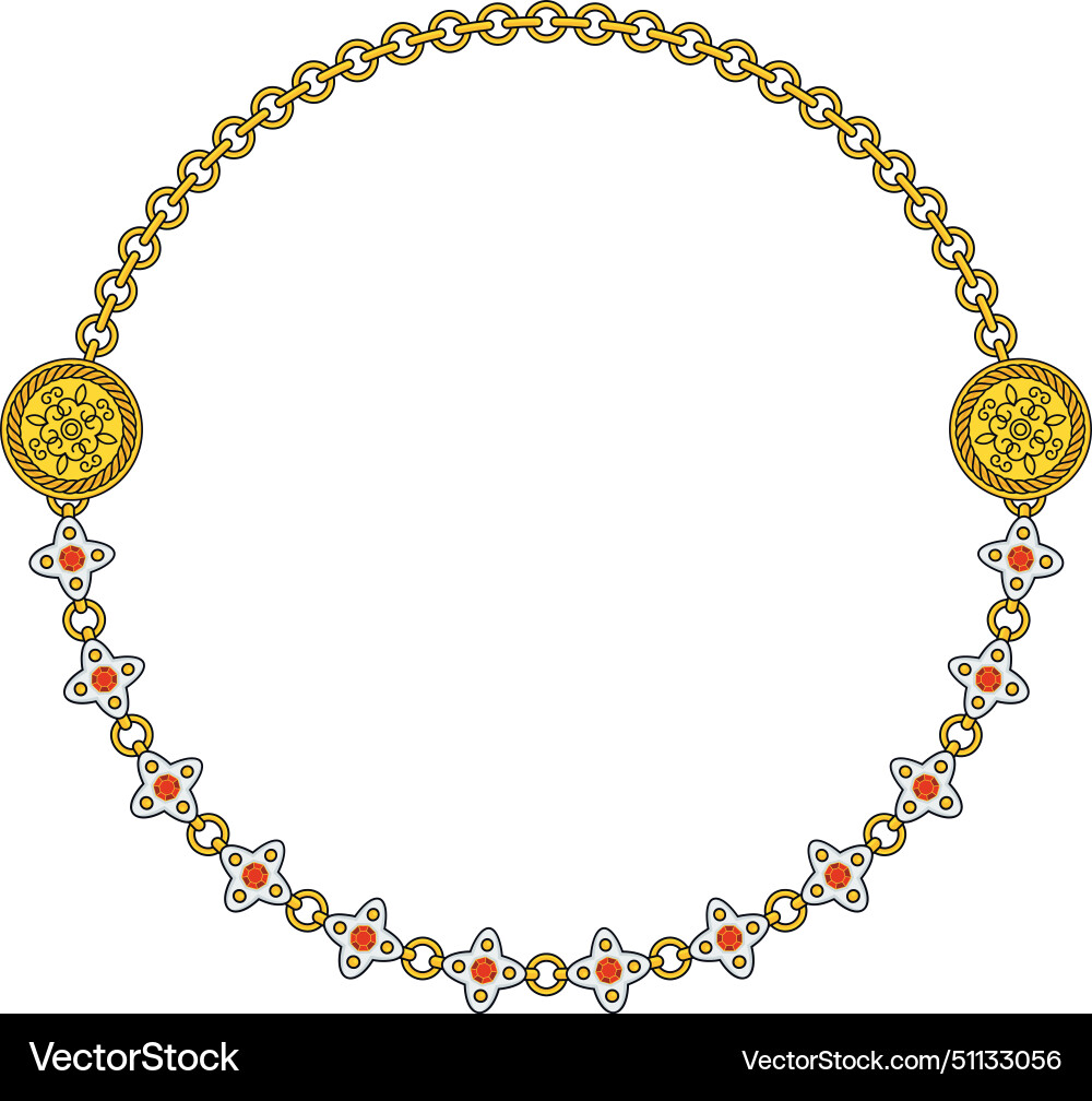 Round chain frame circle chains border boho vector image