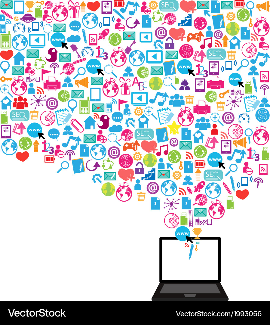 Template design notebook idea with social network Vector Image